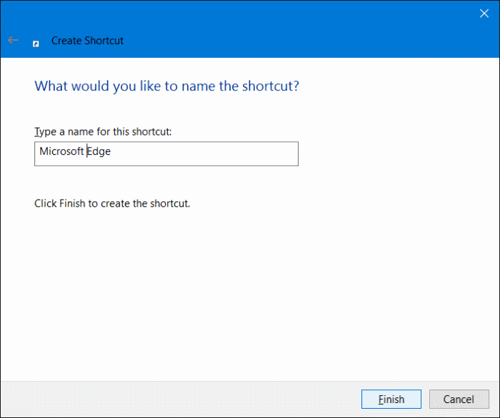 Create Microsoft Edge shortcut on desktop in Windows 10 step5