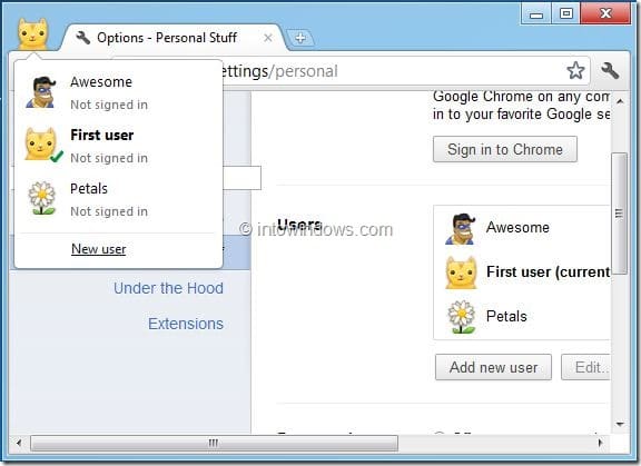 Create Multiple User Profile In Google Chrome