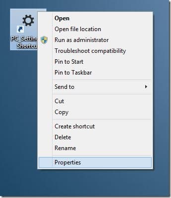 Create PC Settings shortcut on desktop Windows 8.1 Step3