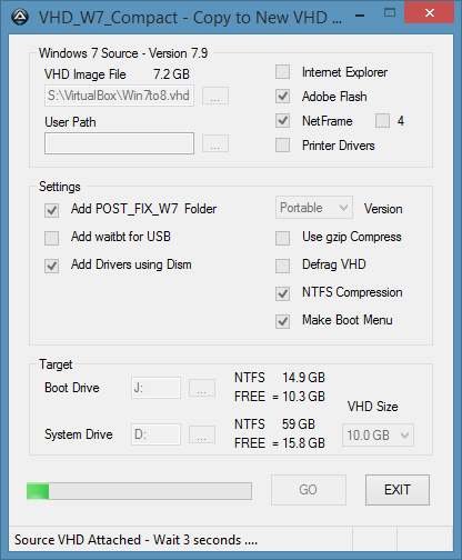Create Portable Windows 7 using VHD W7 Compact picture1
