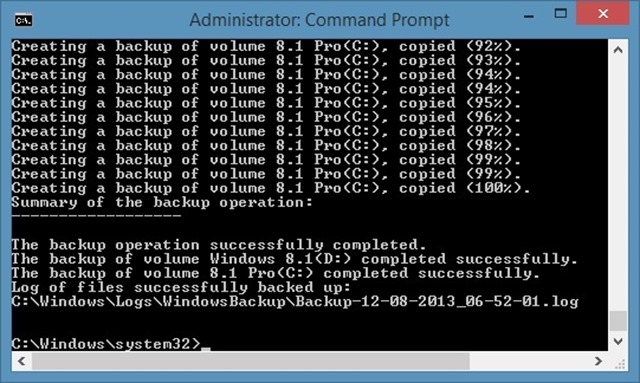 Create System Image Backup in Windows 8.1