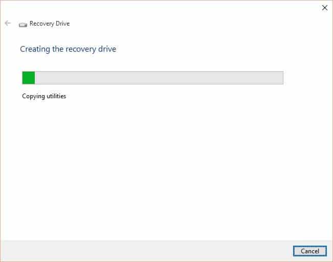 Create Windows 10 Recovery Drive step6