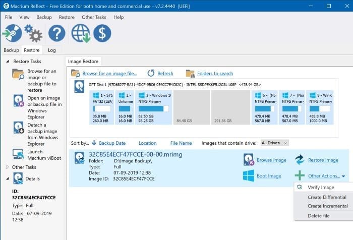 Create Windows 10 system image backup using Macrium Reflect Free pic5