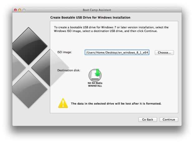 Create bootable Windows 8.1 USB on Mac Step3