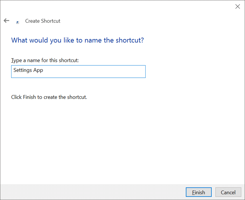 Create desktop shortcut for Settings app in Windows 10 pic3