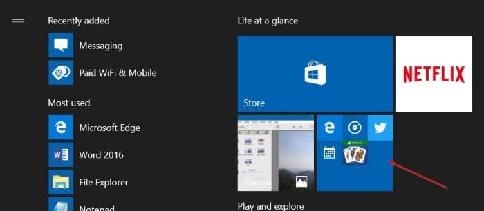 Create live app tile folders on start menu Windows 10 pic4