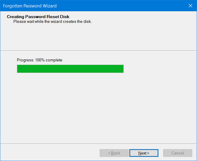Create password reset disk on USB In Windows 10 step8