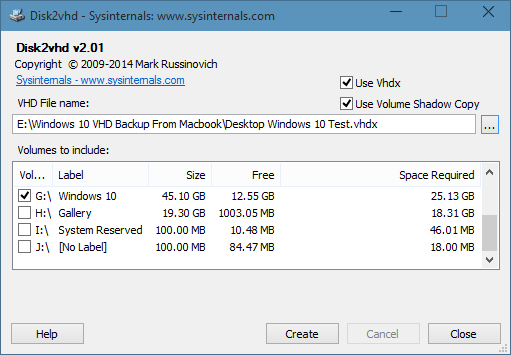 Create vhd from physical Windows 10 drive picture1