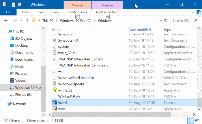 create run command shortcut for programs