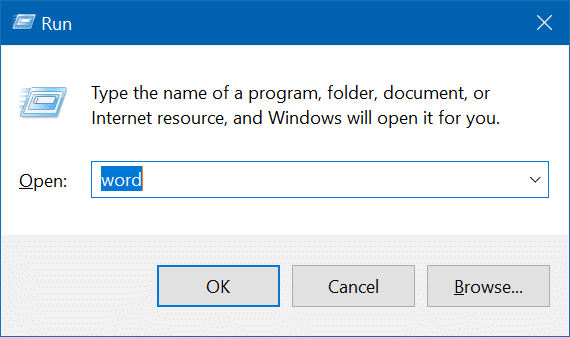 Create run command shortcut for programs in Windows 10