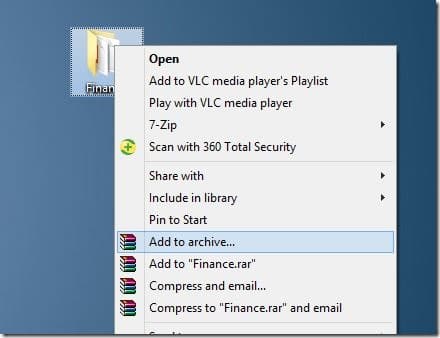 Create zip file with password in Windows 7 Windows 8 Step4