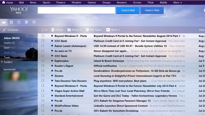 Customization of yahoo mail