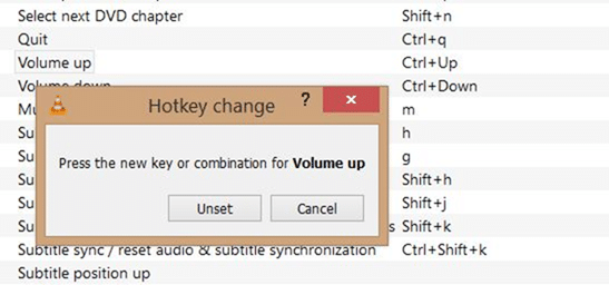 Customize VLC player keyboard shortcuts step3