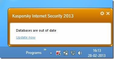 Databases are out of date Picture In Taskbar