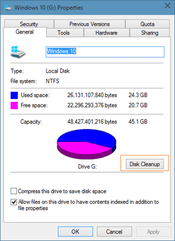 Delete Windows.old folder in Windows 10 step3