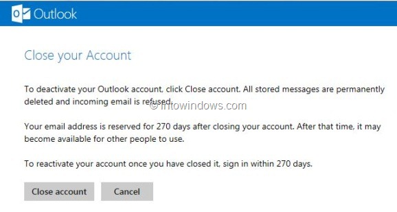 Delete or Close Outlook.com Account Step5