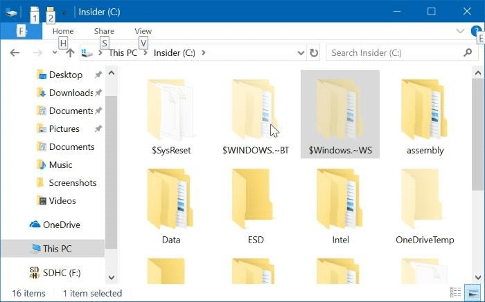 Delete $windows.~BT and $Windows.~WS folders in Windows 10 pic01