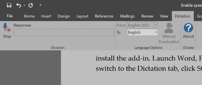 Dictate speech to text for Office Word powerpoint and outlook pic1
