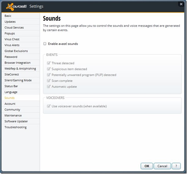 Disable Avast Sound and Voice Messages Picture5