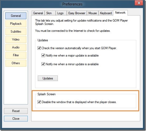 Disable GOM Media Player Popup Ads