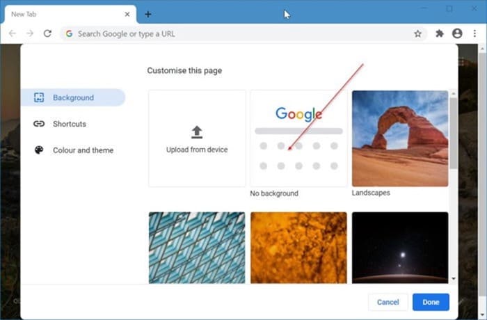 Disable Google Chrome new tab background picture pic2