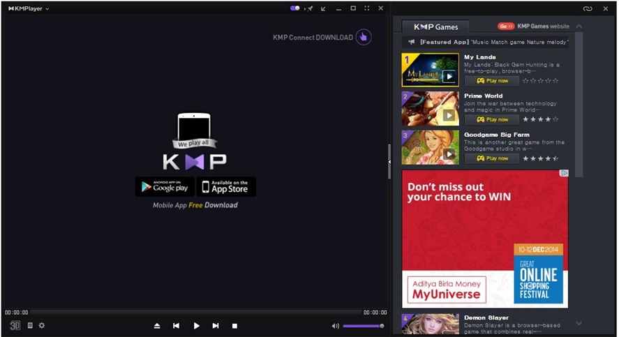 Disable KMPlayer games and ads