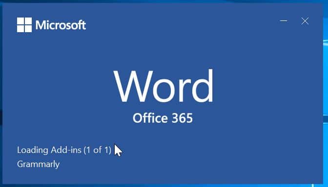 Disable Office 365 2019 2016 splash screen