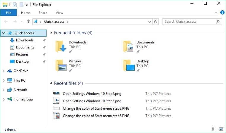 Disable Quick Access in Windows 10
