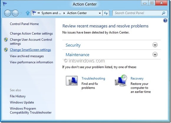 Disable Windows SmartScreen In Windows 8 Step2