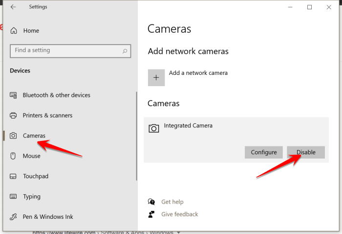 Disable camera in Windows 10