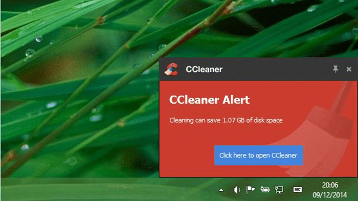 Disable ccleaner active monitoring feature