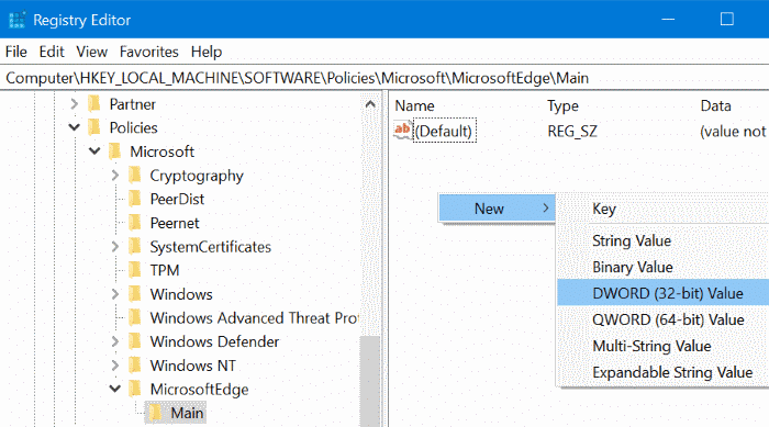 Disable inprivate browsing in Edge browser in Windows 10 pic7