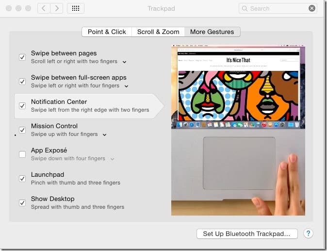 Disable or enable Mac trackpad gestures pic2