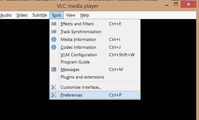 Disable subtitles by default in VLC Player Step1