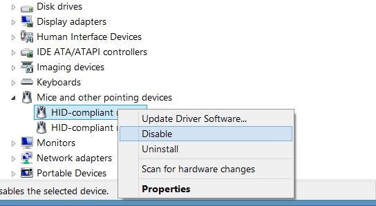 Disable touchpad in Windows step4