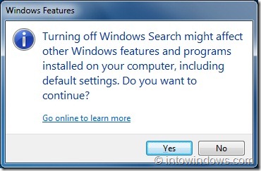 Disable Search feature in Windows 7