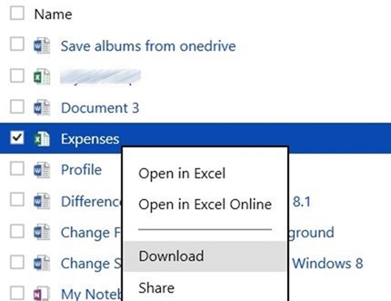 Download documents and photos from OneDrive