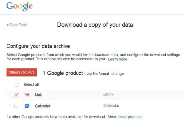 Download emails from Gmail