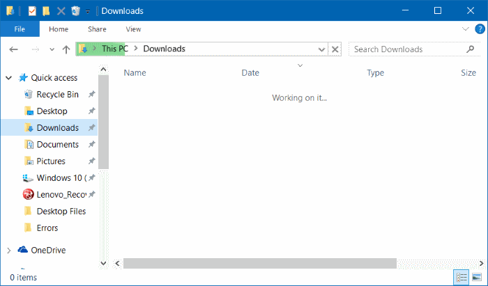 Downloads folder opens slowly in Windows 10
