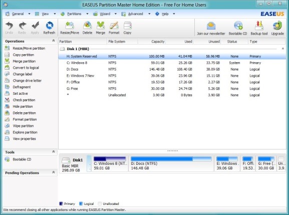 EaseUS Partition Master Home For Windows 8