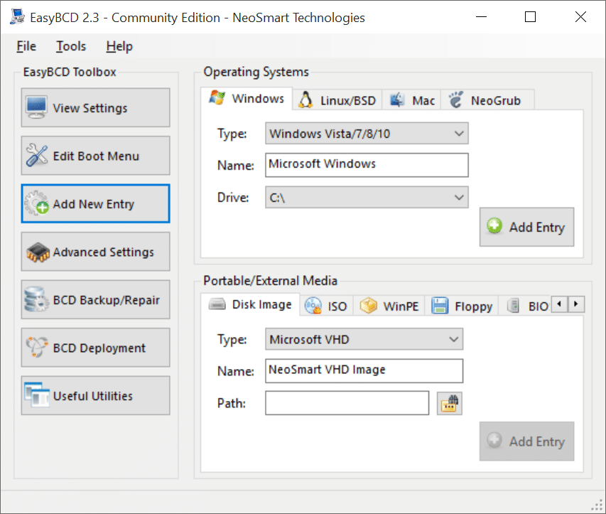 EasyBCD 2.3 for Windows 10 pic2