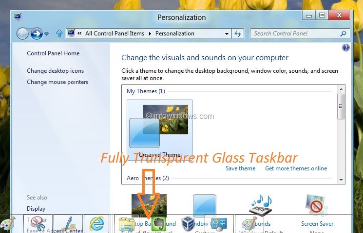 enable glass taskbar in Windows 8 developer preview