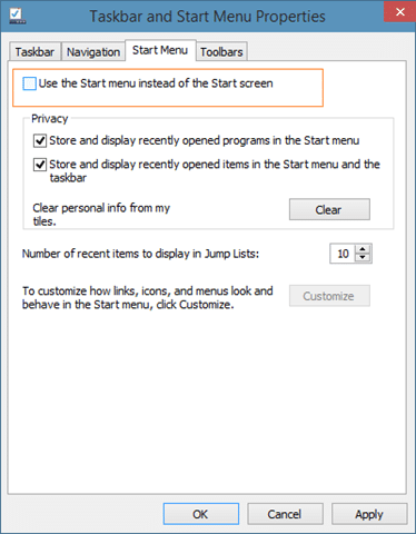 Enable Start Screen in Windows 10 picture1