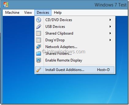 Enable Windows 7 Aero In VirtualBox Step1