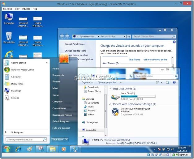 Enable Windows 7 Aero VirtualBox 