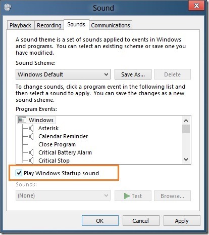 Enable Windows Startup Sound In Windows 8 Step3