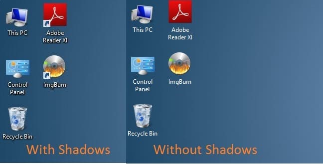 shadow for texts on desktop Windows