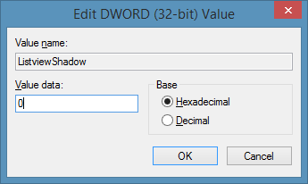 shadow for desktop text Windows on or off