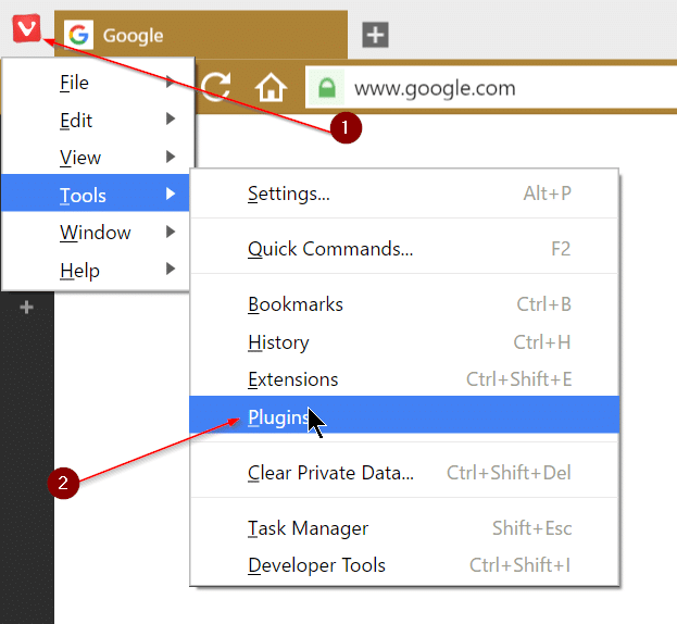 Enable or disable Adobe Flash Player in Vivaldi Browser step1