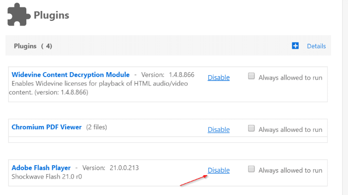 Enable or disable Adobe Flash Player in Vivaldi Browser step2